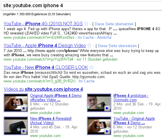site-Abfrage mit Video