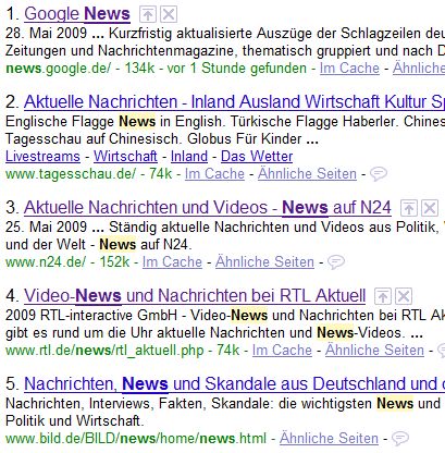 Suchergebnisse nummerieren