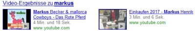 Youtube in den Suchergebnissen