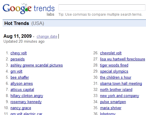 Google Hot Trends Google Hot Trends