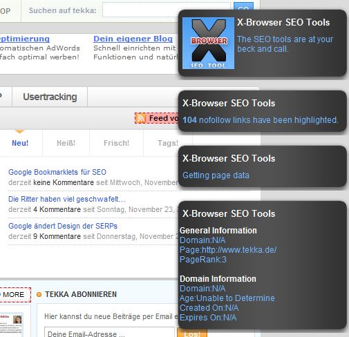 SEO Bookmarklets: X-Browser SEO Bookmarklets: X-Browser